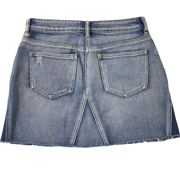 Pacsun Jean Skirt Cutoff Light Dark Wash Denim Blue Fringe Southwestern Rodeo 26 - Picture 2 of 5